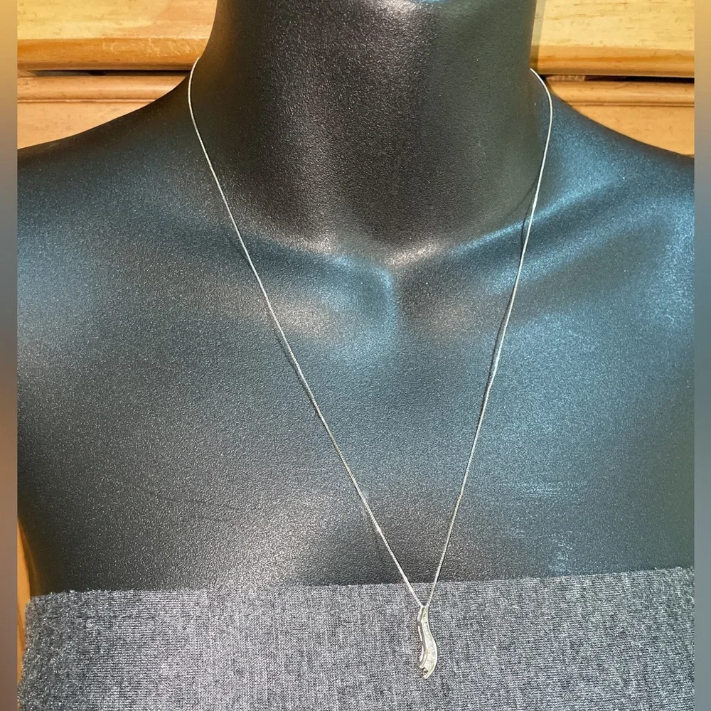 Solid 14K White Gold Natural Diamond Pendant Box Link Neck Chain Necklace